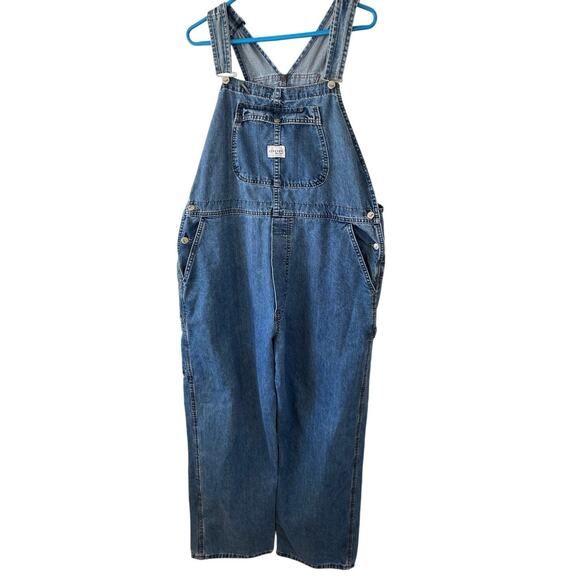 VTG Riveted by Lee Carpenter Denim Overalls Bibs size XXL USA 42 X 30